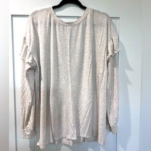 Matilda Jane EUC size XXL oatmeal heather lightweight sweatshirt w/ruffles